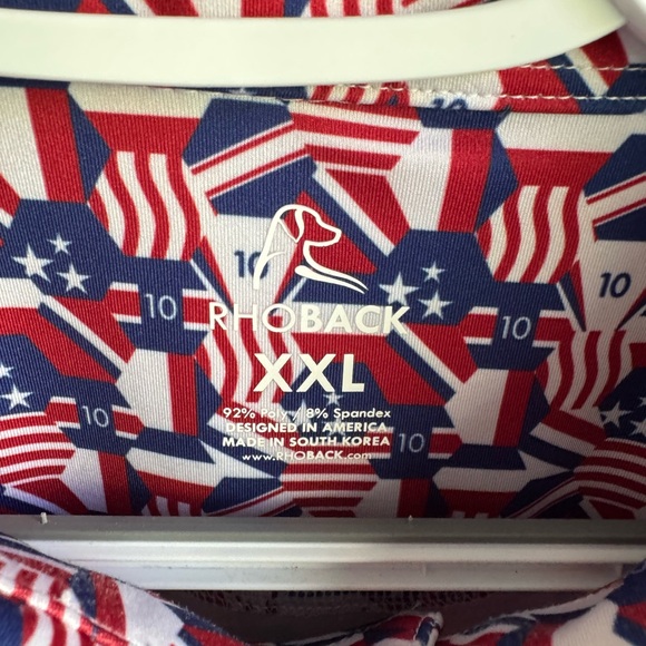 Red and Blue Patterned Polo Shirt - Picture 2 of 2